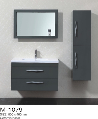 Wall Mounted White Premade Bathroom Vanities And Cabinet Sets , Bathroom Side Cabinet