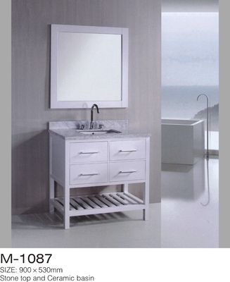Four Drawers MDF Bathroom Vanity With  Bottom Shelf Sturdy A Strong Construction