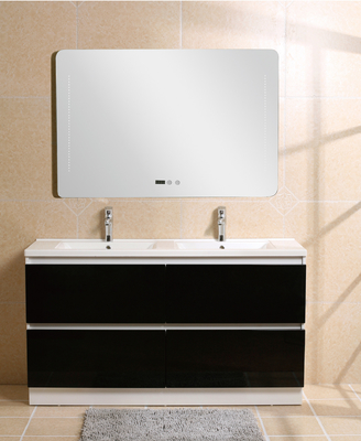 Black Premade Bathroom Vanities , Countertop Prefab Double Vanity Bathroom Cabinets
