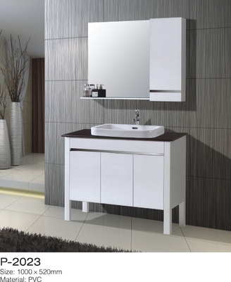 Beunruhigte PVC-Badezimmer-Eitelkeits-Kabinett-Boden-Montage über Zähler-keramischem Becken