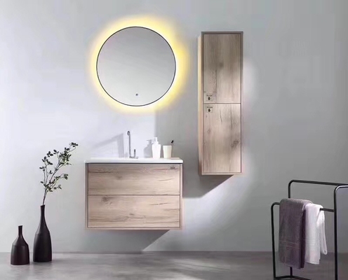Kundenspezifische Gestalt-Sperrholz-Badezimmer-Eitelkeit, an der Wand befestigte Runde im Wand-Badezimmer-Spiegel-Kabinett