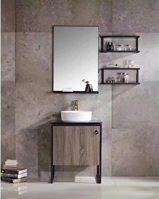 Kleine Sperrholz-Badezimmer-Eitelkeit mit errichtet in den Wannen-Edelstahl-Beinen sondern Becken aus