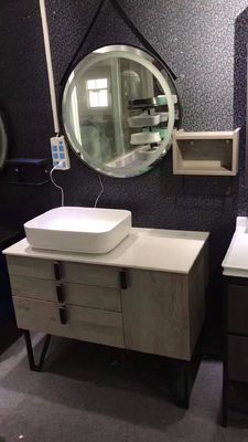Haupt-Premade-Badezimmer-Eitelkeiten angebracht über Gegenbecken-Kreis-Spiegel